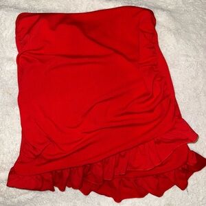 Elegant Red Ruffle Skirt